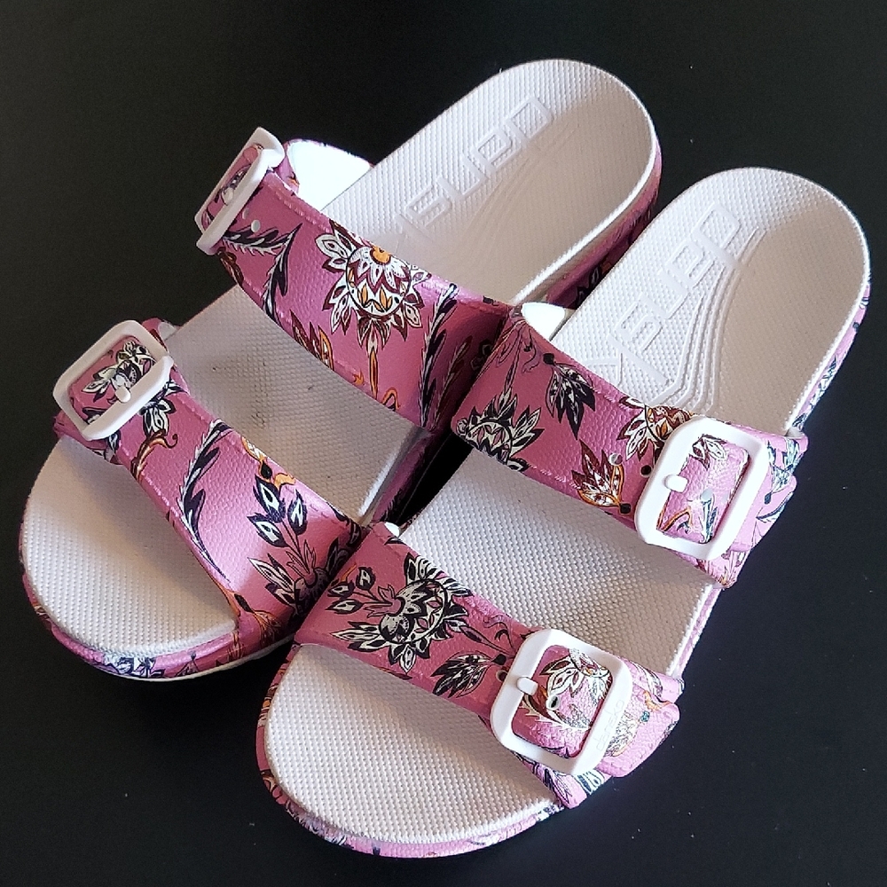 Pink Floral Slide Sandals